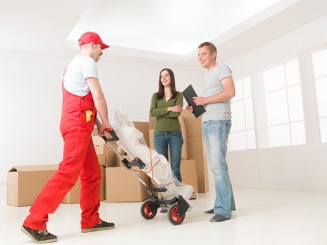 Professional movers handling furniture relocation